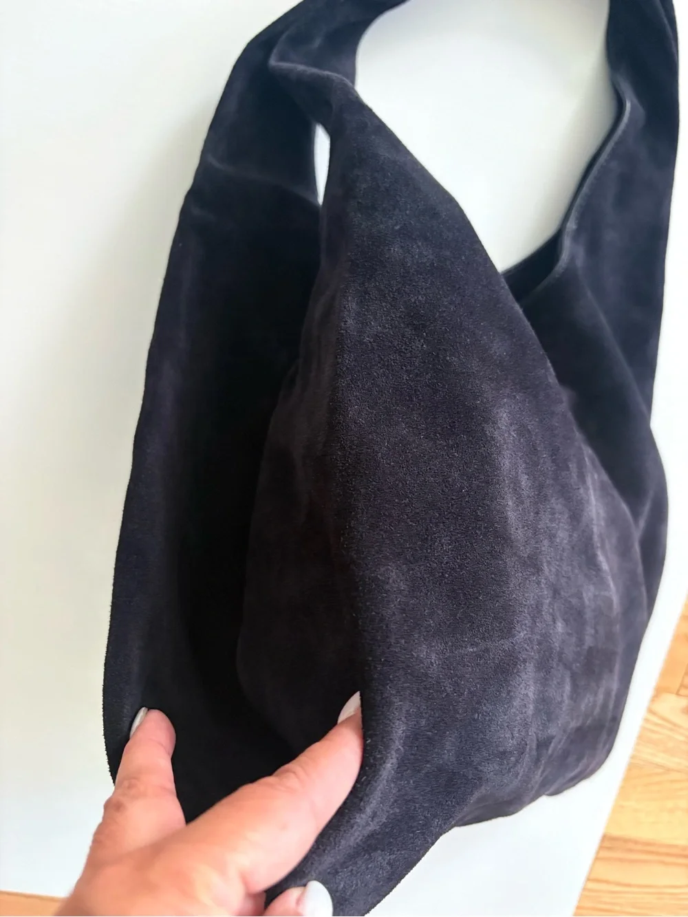 Tory Burch Large Slouchy Suede Shoulder Bag Blue EUC